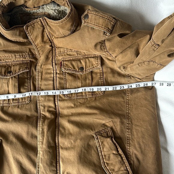 Levi's Full Zip Field Military Brown Cotton Sherpa Lined Jacket Men's Size L - Picture 13 of 14